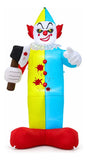 Payaso Inflable Halloween Animatronic Hacha 2.1m Luces Led Blanco