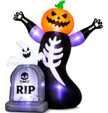 Inflable Halloween Calabaza Esqueleto Tumba Fantasma 2.4m Negro
