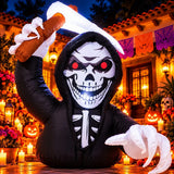 Inflable Halloween Esqueleto Calavera Emergente 1.22 M Jardimex 2 Luces Led Para Jardin