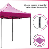 Carpa Toldo 3x3 Reforzado Plegable Impermeable Jardin Carpa Rosa