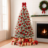 Arbol Navidad Nevado 1.96m Pino Navideño Copos De Nieve