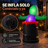 Inflable Halloween Zombie 1.80 M Barril Tóxico Luces Led Verde