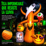 Inflable Halloween Calabaza Gato Negro Brujo 1.52m Luz Led Naranja