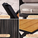Comedor Jardin Ext 6pz Moderno Recubrimiento Tipo Madera