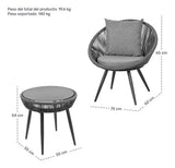 Sillas Tejidas Terraza Exterior Modernas Mesa Cristal 3pzs Estructura Gris