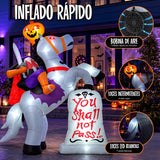 Inflable Halloween Jinete Sin Cabeza 3.05 M 11 Luces Led Blanco