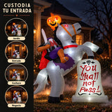 Inflable Halloween Jinete Sin Cabeza 3.05 M 11 Luces Led Blanco