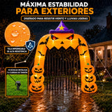 Inflable Halloween Arco Calabaza Bruja Gigante 3.66m Luz Led Naranja