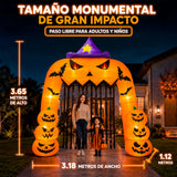 Inflable Halloween Arco Calabaza Bruja Gigante 3.66m Luz Led Naranja
