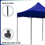 Carpa Toldo 3x3 Reforzado Azul Plegable Impermeable Jardin AZUL