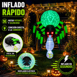 Inflable Halloween Arana Gigante Bruja Colgante 1.82m Led Verde