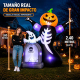 Inflable Halloween Calabaza Esqueleto Tumba Fantasma 2.4m Negro