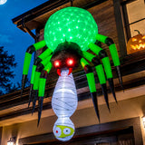 Inflable Halloween Arana Gigante Bruja Colgante 1.82m Led Verde