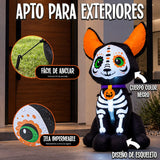 Inflable Halloween Perro Chihuahua Esqueleto 1.2 M Luces Led Negro