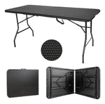 Mesa Plegable Rattan 1.84m Negra Portafolio Jardin Exterior Color Negro