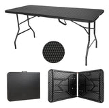 Mesa Plegable Rattan 1.84m Negra Portafolio Jardin Exterior Color Negro