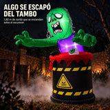 Inflable Halloween Zombie 1.80 M Barril Tóxico Luces Led Verde