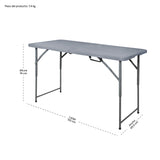Mesa Plegable 122cm Portatil Portafolio Exterior Tipo Madera Color Gris