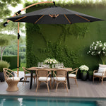 Sombrilla Tipo Madera Jardin Exterior 2.9m Playa Terraza Color Negro