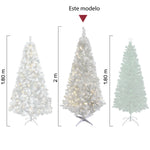 Arbol Navidad Blanco 2.0 Mts Luces Led 600 Ramas Frondoso