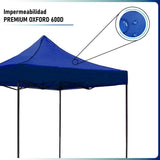 Carpa Toldo 3x3 Reforzado Azul Plegable Impermeable Jardin AZUL