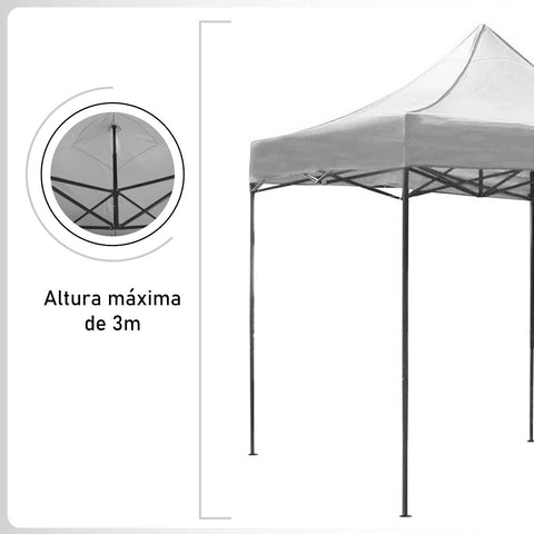 Carpa Toldo 3x3 Reforzado Plegable Impermeable Jardin Carpa Blanca