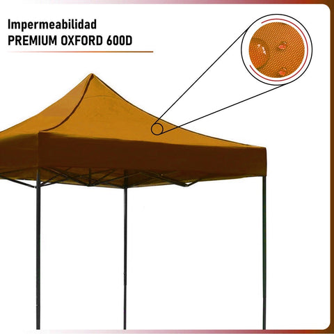 Carpa Toldo 3x3 Reforzado Plegable Impermeable Jardin Carpa Naranja