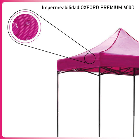 Carpa Toldo 3x3 Reforzado Plegable Impermeable Jardin Carpa Rosa
