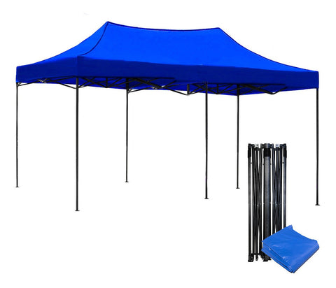 Carpa Toldo 6x3 Mts Plegable Impermeable Reforzado Retractil Azul