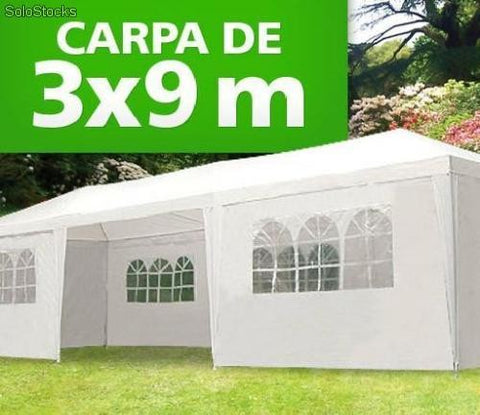 Carpa Toldo 9x3 Armable Fijo Lona Impermeable 3x9 Pared Jardin